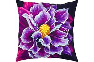 ‎BRVSK Brawsker Klematis. Needlepoint Set mit bedruckter Gobelin (40 × 40 cm) Kissenset mit Stickerei für kreative Inneneinrichtung Handarbeitsset für erwachsene Anfänger