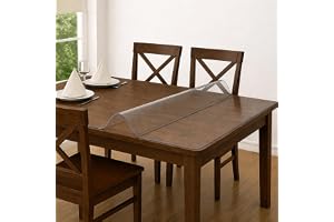 SLEEKBODE™1mm Thick 24 * 48 Inch (2 * 4 Feet) Dining Table Cover 4 Seater Waterproof Heat Resistant Transparent Protector Sheet Clear Plastic Cloth Glass Mat Balcony Cover Dressing Study Small Side