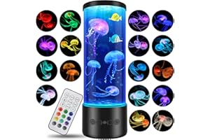 Juspota lampada medusa, Jellyfish lamp con 17 colori e telecomando, Lampada acquario medusa led per bambini e adulti