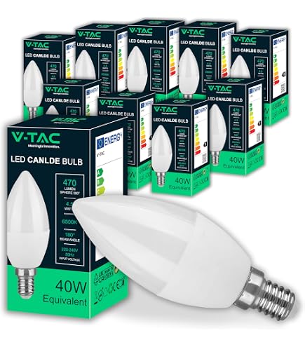VIPLED 10 Lampadine LED C37 E14 - 5W Equivalenti A 35W - Luce Fredda 6000K - 360 Lumen - Non Dimmerabili