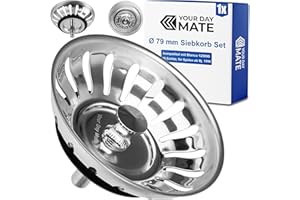 Spülbecken Siebkörbchen, Ø 79 mm, Ersatz für 125590, kompatibel mit Blanco 3,5" Ablaufgarnituren ab Bj. 1996, 18 Schlitze Siebkorb, 20 mm Zapfen mit Kugel, Ø 7,8 mm Stift, Zubehör für Küchenspüle