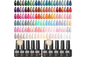 PEACECOLOR Vernis Semi Permanent 40PCS, 35 Couleurs Blanc Rose Rouge Nude Vert Violet Noir Brillant Pailleté Vernis Gel UV Semi Permanent, Vernis à Ongles avce 5pcs Base Top Coat Nail Art DIY