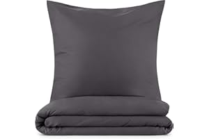 Blumtal Pościel 140 x 200 cm + 80 x 80 cm poszewka na poduszkę – pościel z mikrofibry – poszewka na kołdrę + poszewka na poduszkę 2-częściowa – letnia pościel antracytowa