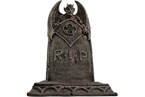 Design Toscano La Pierre Tombale du Démon Vampire d'Halloween Statue de Cimetière de Jardin à Décor Gothique, 56 cm, polyrésine, pierre grise