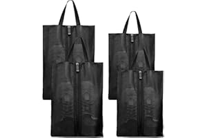 EUIEUT 4 Stück Reise Schuhbeutel 2 Größen Schuhtaschen Tragbarer Schuhsack Reise Schuhorganizer TPU-Mesh Shoebag Schwarz Schuhtasche mit Reißverschluss für Reise Camping oder die Aufbewahrung zu Hause