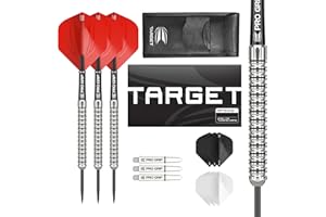 Target Darts Artemis 21G/22G/23G/24G/25G/26G Tungsten Steel Tip Darts Set - 6 Arbres Pro Grip - 9 Pro Ultra Flights – Dart Wallet - Dart Counter App Coupon Bundle