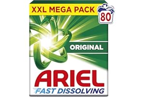 Ariel Fast Dissolving Washing Powder Laundry Detergent 4.4kg, 80 Washes, Original, Fast Dissolving Even In Cold, With Anti-Residue Technology