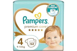 ‎PAMPERS Pampers Pieluchy Rozmiar 4 (9-14kg, Premium Care Pieluszki, 52 Sztuki, Komfort i Ochrona Wrażliwej Skóry od Pampers