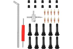 JEESBLSY Attrezzi Valvole Pneumatici 43 Pezzi, Strumento Rimozione Valvola con Snap di in Gomma Valvole TR 414, Kit Riparazione Valvola per Camion Motocicletta Bicicletta
