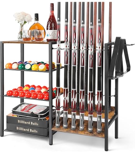 Présentoir de rangement pour queues de billard Support de queue de billard en bois à 8 emplacements - Support de sol peu encombrant for la maison Présentoir de rangement pour queues de billard Support de queue de billard en bois à 8 emplacements - Support de sol peu encombrant for la maison