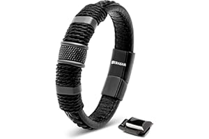 SERASAR Pulseras de cuero premium para hombre | Cierre seguro de acero inoxidable | Tres colores | Joyero Incluido
