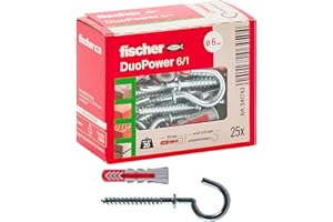 Fischer 541743 kołek rozporowy z Occhiolo otwarty DUOPOWER, szary/czerwony, 6 x 30 mm, zestaw 25 sztuk
