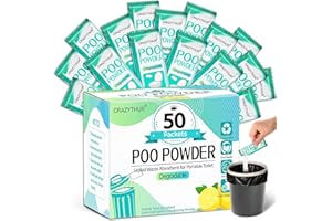 CRAZYTHUR Portable Toilet Gel, 50 Packets Camp Toilet Portable Gel, Poo Powder with Lemon Scent, Eco Gel for Portable Toilet Powder, Travel Toilet Gel for Outdoor Camping and Hiking