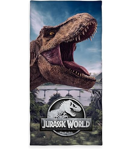 Jerry Fabrics Jurassic World Badeponcho Mit Kapuze – 50x115 Cm, 100% Baumwolle