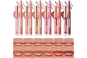 BEAUTY GLAZED 6 colori rossetto liquido opaco con 6 pezzi Lipliners Set, vellutato durevole matita labbra idratante alta pigmentato lucidalabbra Tutto in uno bellezza trucco kit regalo