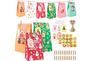 ‎WONSAR Adventskalender zum Befüllen Kinder 2024: Schöner Adventskalender Tüten zum Befüllen groß, Adventskalender Selber Befüllen mit Tüten und Zahlen Aufkleber, Adventkalender, Erwachsene