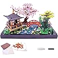 Alizdd Micro Building Blocks Sets，Chinese Zen Garden Architecture and Cherry Blossom Bonsai Tree Building Toys for Adults，Japanese Sakura House Model，Creative Mini Bricks Gift for Kids 14+，2280 PCS