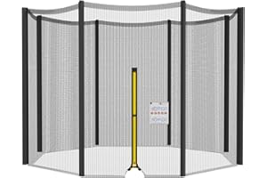 NONMON Filet de Trampoline Ø 244 305 366 397 423 cm, Filet Remplacement de Sécurité pour Trampolines 6 8 Barres, Filet de Protection Résistant aux UV avec Fermeture Éclair - Noir Bleu Vert Rose