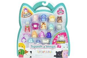 Squish-a-longs SQAL0066 - 14er Pack, enthält 14x 2.5 cm Mini-Squish, 4X Zubehör, 1x Ring & 1x Sammlerhandbuch - Sammeln, Tauschen, Spielen