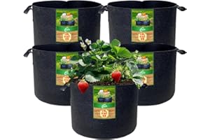 PIGADA Lot de 5 Sac de Plantation Non Tissé 19L avec Poignées et 15 Étiquettes Sacs à Plantes de Tomate Pots pour Plantes, Fleurs, Fraises,5 gallons