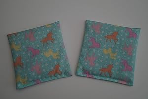 TITSCH Körnerkissen Bio-Roggen Einhörner mint 12x12cm 2 Stück