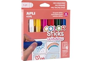 APLI Kids 19363 kolorowe kije okienne, solidne tempery, do malowania kryształów, 6 różnych kolorów