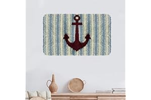 VIONNPPT 3D Ocean-Serie Teppich Latch Hook Kit Knüpfen Set für Erwachsene oder Kinder Zum Selber, DIY Knüpfteppich Geschenk, Knüpfhaken Set mit Vordruck (Anker,60cmx40cm)