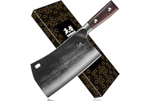 ENOKING mannaia da cucina 19cm, coltelli da cucina professionali, coltello cucina acciaio ad alto tenore di carbonio forgiato a mano per cucine domestiche e ristoranti