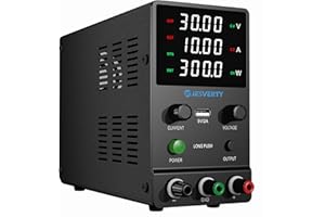 Labornetzteil, Jesverty Labornetzteil DC Regelbar Netzgerät(30V, 10A) mit hochpräzisem 4-stelligem LED-Display, 5 V/2 A USB-Port-Testleitungsausgang, grobe und feine Einstellungen SPS-3010H