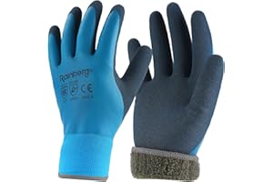 Rainberg Waterproof Thermal Winter Work Gloves, Fleece Liner Insulated Warm for Cold Weather, Work Gloves with Superior Grip, Gardening Outdoor, Car Washing, Fishing, Multipurpose. (Blue, M)