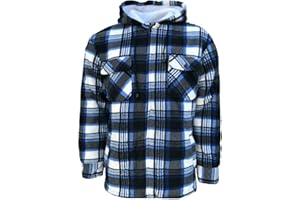 SMART WEAR CLOTHING LIMITED Mens Padded Shirts Lumberjack Hooded Flannel Check Jacket Thick Quilted Work Wear Warm Thermal Fleece Fur Lined Top Casual Coat Size M-XXL