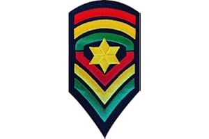 ELLU Embroidered Iron On Rasta Army Patch Sew On Biker Badge Chevrons Star Sergeant