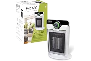 Imetec Eco Ceramic, Termoventilatore, Stufetta elettrica, Tecnologia Ceramica, Basso Consumo Energetico, Silenzioso, 3 Livelli di Temperatura, Termostato Ambiente