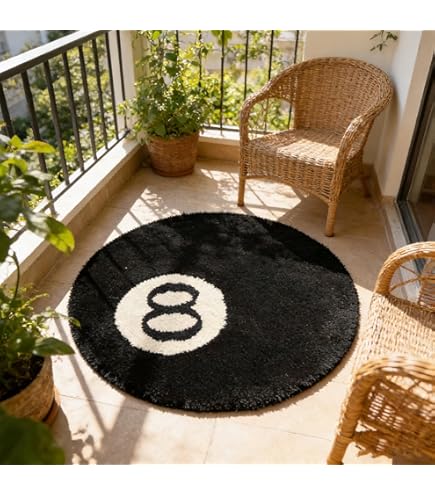 MZYZPPBD 8 Ball Rug Simulatie Biljart Rond Decoratief Tapijt 8 Ball Rug