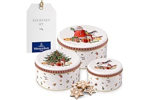 Villeroy & Boch – Winter Collage Keksdosen-Set 3 teilig Bunt, Gebäckdosen, Vorratsdosen, Plätzchendosen, Blechdosen, Keksdosen 3er Set, Weihnachtsdosen, Metall