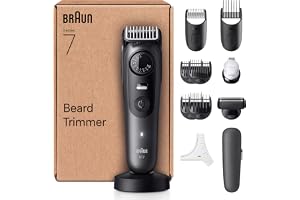Braun skäggtrimmer serie 7, +12 barberingsverktyg, livstids skarpt problade, upp till 120 min drifttid, 40 längder, vattentät