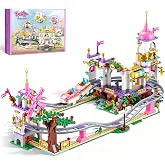 Friends Roller Coaster Building Set, 749 PCS with Tree House, Windmill, Pink Princess Castle, Gift for Birthday, Easter, Chri