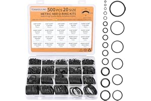 TEAMIOULING 500 Pcs 20 Sizes O Rings Kit,Rubber O-Ring Assortment Kit, Rubber Washers Pressure Washer Gasket Rings Set for Plumbing Various Car Auto Vehicle Repair, Air or Gas Sealing Connections Resist Oil Heat