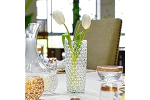 QFKRIS Thickened Crystal Glass Vase for Decor Clear Flower Vases for Centerpieces Living Room Kitchen Office Wedding