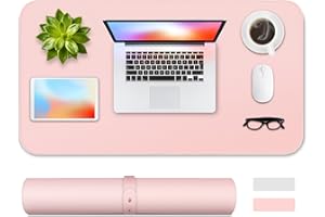 HOOMIL sous-Main, [Double Face] 80x40cm Grand Tapis de Bureau en Cuir PU antidérapant, Tapis de Clavier et Souris, Tapis de Portable, Pad Écriture, Mouse Pad - Rose/Argent