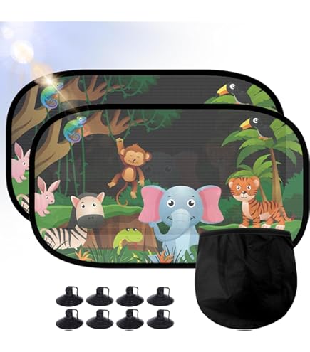 Parasole Auto Per Bambini - 2 Pezzi, 51x31 Cm, Con Ventose | Protezione UV, Per Finestrini Laterali - Foto 11