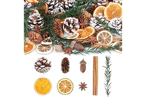 Wlicon julkrans tillverkning dekoration, naturlig tallkott, kanelpinnar, torkade apelsinskivor, stjärnanis, ekollon för hantverk för julkrans vas fyllning jul gör-det-själv hantverk festdekor