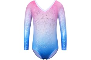 ZNYUNE Fille Justaucorps Gymnastique Classique Colorées Manches Longues