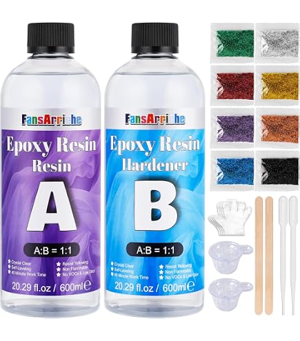 Kit Résine Époxy MOSUO 600ml - Débutants Avec Paillettes Et Accessoires