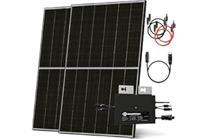 Solarway Elektrownia balkonowa 840 W, 800 W, kompletne gniazdko elektryczne – wyjście regulowane 600/800 W – 2 x 420 W, dwufazowe szkło/szkło typu n, moduły solarne, falownik z aplikacją i WiFi, Plug