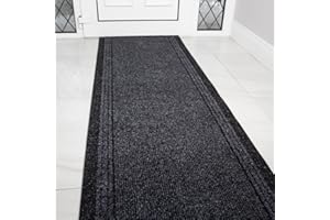 The Rug House Grey Black Rubber Backed Very Long Hallway Hall Runner Narrow Rugs Custom Length - Sold and Priced Per Foot