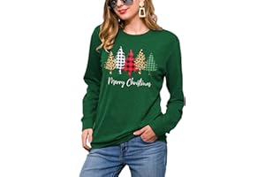 hohololo Christmas Sweatshirts Women Xmas Shirt Christmas Tree Graphics Pullover Holiday Long Sleeve Tops