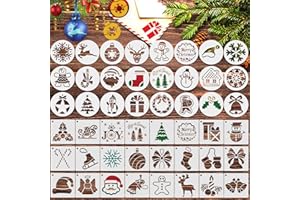 EBANKU 48 Pezzi Christmas Stencils Templates, Riutilizzabile Christmas Drawing Painting Template Xmas Plastica Disegno Stencil per Scrapbooking, Disegno, Graffiti, Wall, Wood, Taccuino (A)