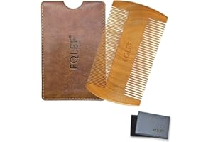 EQLEF® Drewniany grzebień do brody niestatyczny zielone drzewo sandałowe ręcznie robiony grzebień wąsy grzebień drewno (9 cm)