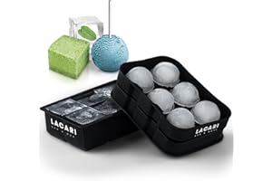 LACARI HOME & LIVING Cubiteras para hielo grande | Cubiteras para hielo con tapa | 2x Lacari ORIGINAL Cubiteras de Silicona | 6x Cubos de Hielo Redondos y 6x Cuadrados | Cubiteras para hielo | Ice cube tray Sin BPA
